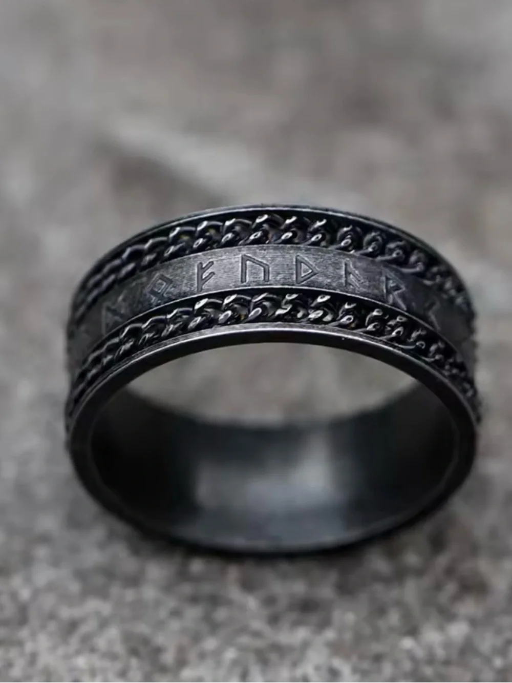 Stainless steel rune ring size 11